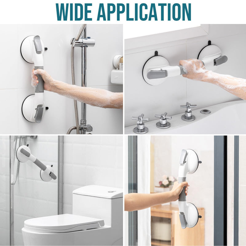 TAILI Grab Bars for Bathtubs and Showers, Shower Handles for Elderly Suction,Maximum 330lbs,Shower Grab Bar with Upgraded Rubber Suction Cups,Safety Grip for Senior, No Drilling Removable,Grey 1 Pack Gray