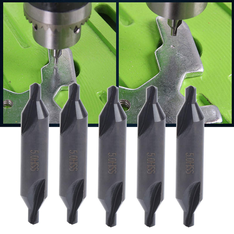 [Australia - AusPower] - 5 x 5 mm High-Speed Steel Centre Drill, Drilling Tool, Centring Drill, Special Machining Centre, All-Ground Spiral Positioning Centre Drill, Centre Drill 