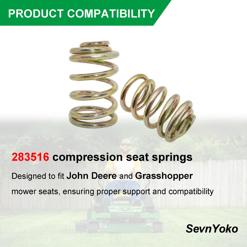 [Australia - AusPower] - 283516 Compression Seat Springs 2-Pack - Compatible with John Deere & Grasshopper Lawn Mowers - OEM Replacement Seat Spring Kit 