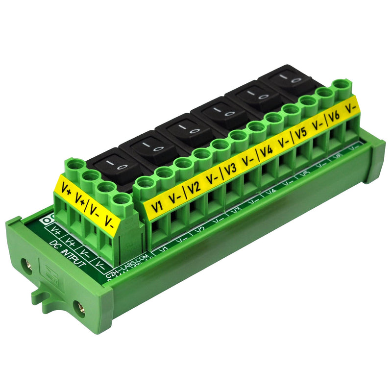 Screw Mount 6 Channel Rocker Switch DC Power Distribution Strip Module Rocker Switch, Screw Mount