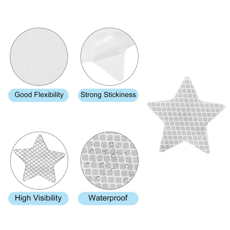 PATIKIL Reflective Stickers, 30 Pack 2.36 x 2.36 Inch Waterproof Adhesive High Visibility Night Caution Warning Star Shape Safety Tape Reflector for Trucks Trailers Cars, White