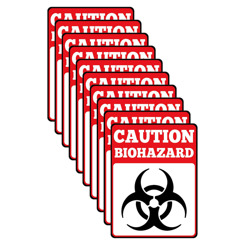 10PCS Biohazard Stickers Sign Decals Biohazard Warning Sign for Labs Self-Adhesive Vinyl Toxic Waste Sticker for Labs Hospitals Factories and Industrial Use Warning Stickers for Lab 4 X 5.4 In