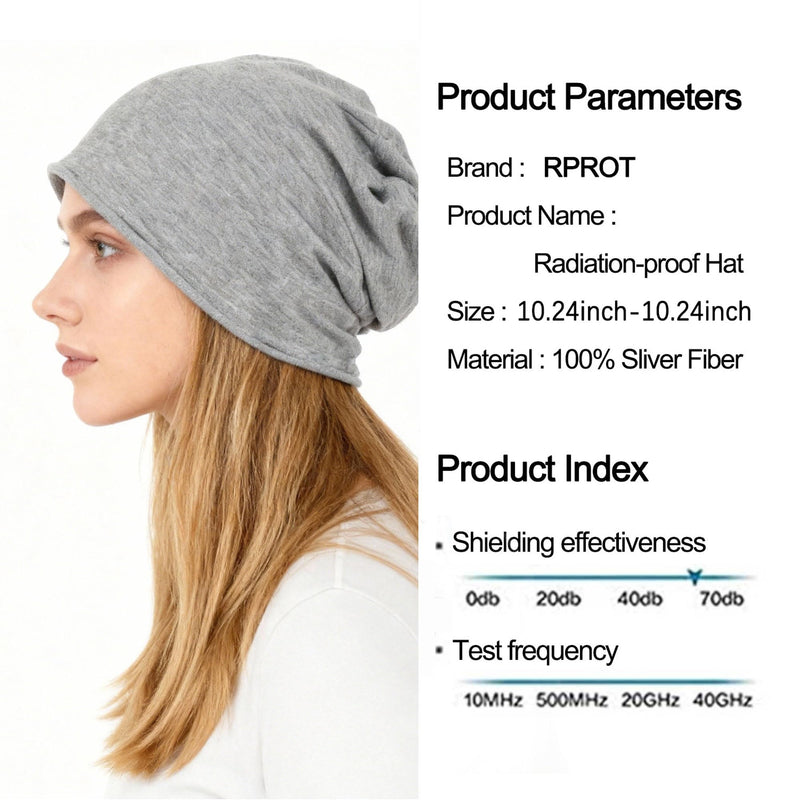 Beanie Protection Hat,Effective 99.99% Anti R.adiation Cap, E.M.F Protection Hat Shielding Cell WiFi 5G RF 19.6-23.6 in One Size Grey