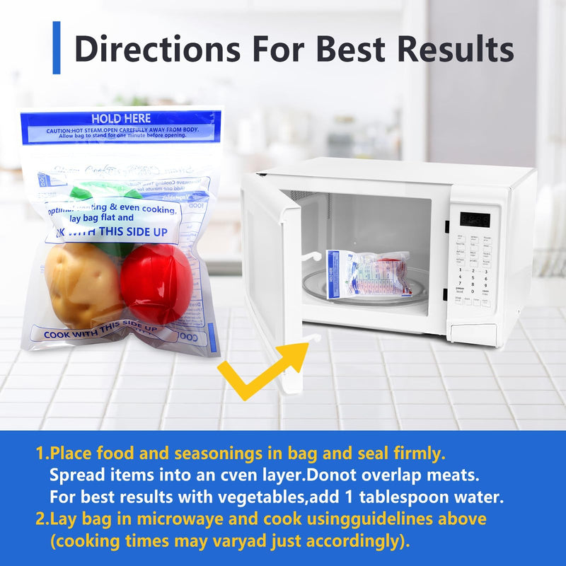 48 Pcs Microwave Steam Bags for Cooking 24 Medium and 24 Large Sizes Reusable Zipper Steamer Bags Microwave Steaming Bag for Vegetables Potatoes Meat Frozen Food (48) 48