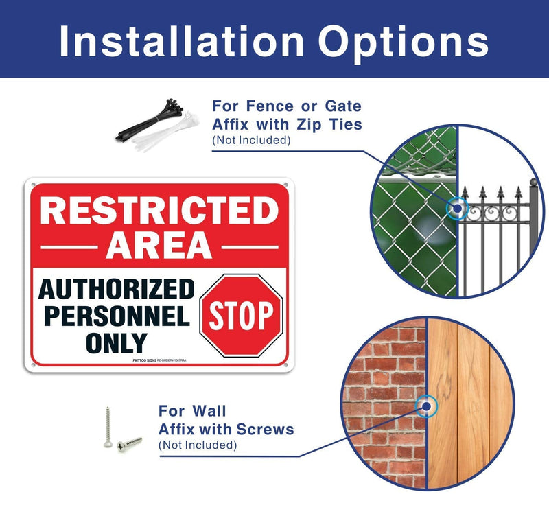 [Australia - AusPower] - (6 Pack) Restricted Area Sign Authorized Personnel Only, Do Not Enter Sign, 10 x 7 Inches .40 Rust Free Aluminum, UV Protected, Weather Resistant, Waterproof, Durable Ink，Easy to Mount 