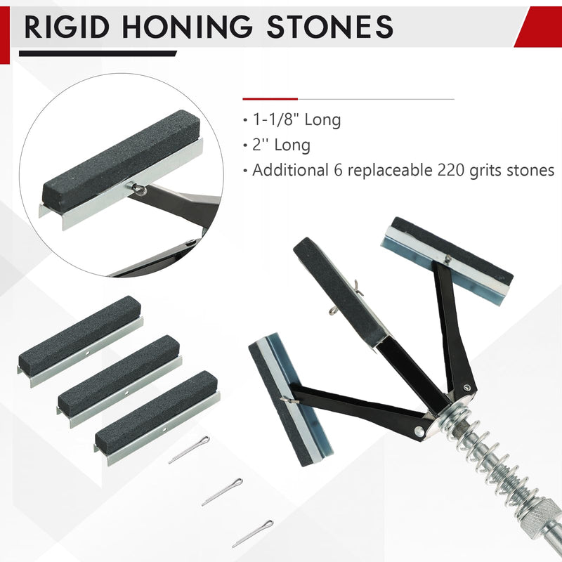 [Australia - AusPower] - DASBET 2PCS Engine Brake Cylinder Hone | Engine Cylinder Hone Tool Adjustable Deglazer 1" to 2-3/4" and 1-1/4" to 3-1/2" Diameter with Extra 6-Piece Stones 220 Grit 1-1/8" and 2" 