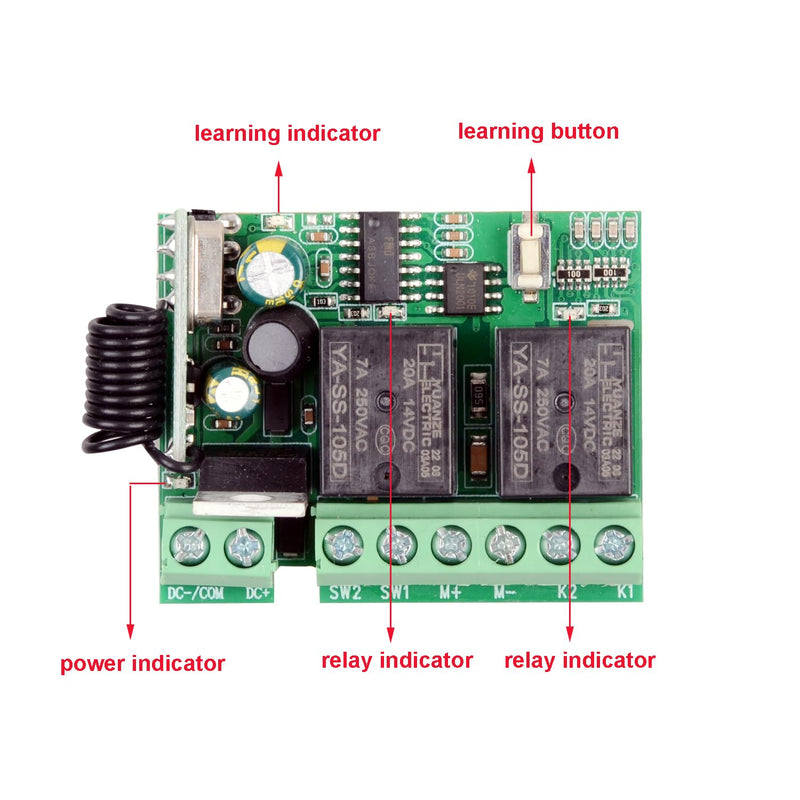 [Australia - AusPower] - DC 12V 24V 36V Motor Remote Control Switch for Telescopic Doors, Electric Actuators, Forward and Reverse Linear Actuators etc. (Latched Model) 