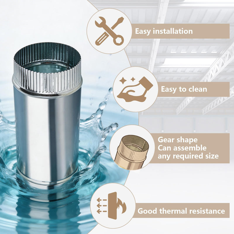 4 Inch Round Dryer Duct – 12" Long Rigid Galvanized Sheet Metal Extendable Duct with Aluminum Foil Tape – Round Dryer Exhaust Duct for Dryer Vent Pipe, Dryer Vent Duct & Bathroom Fan Ventilation