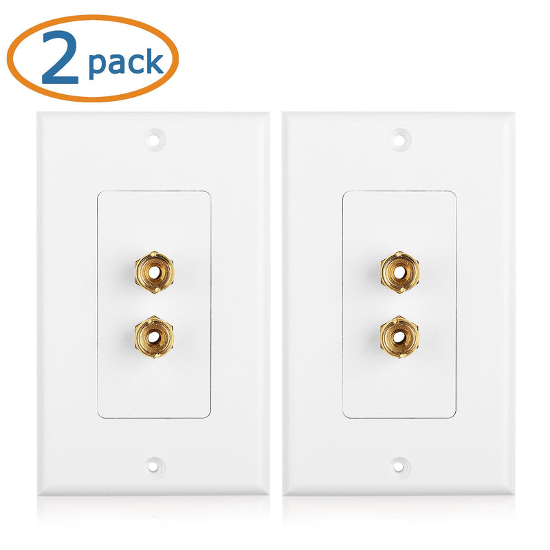 [Australia - AusPower] - Cable Matters 2-Pack Speaker Wire Wall Plate, Gold Plated Speaker Wall Plate, Banana Plug Wall Plate for 1 Speaker, White 1-Speaker 
