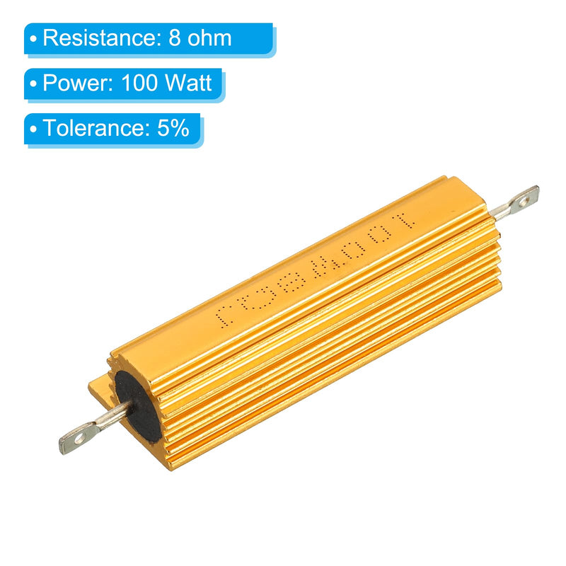 PATIKIL 100 W 8 Ohm Aluminum Housing Resistor with Screws Set of 4 Aluminum Housing Resistor Housing Case Wirewound Resistor Screw Connection Power Resistor Golden | Load resistor, 5% tolerance, power resistor, screw tap, wire resistor 8 ohms