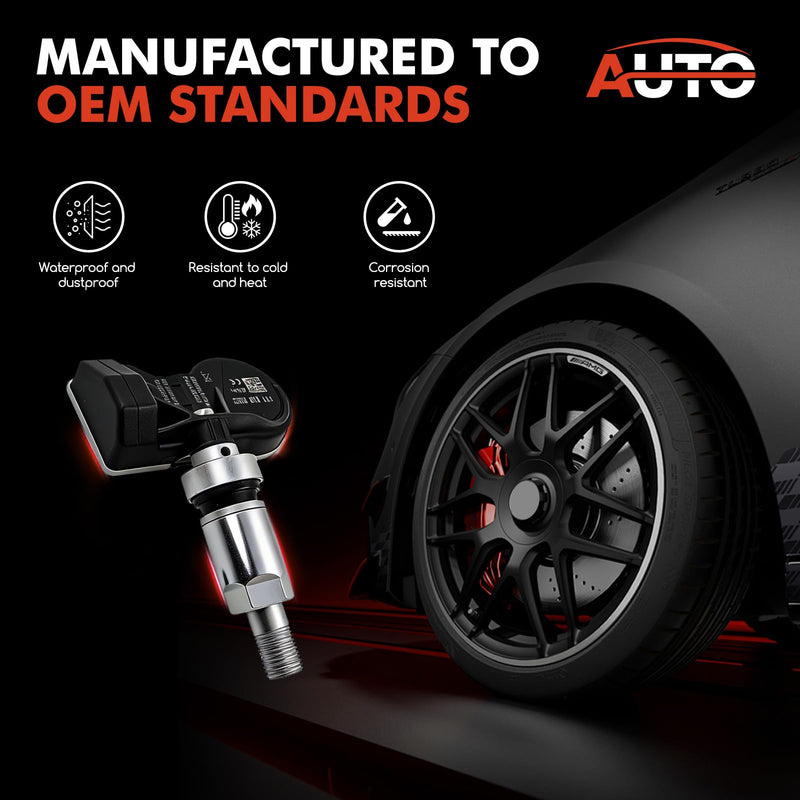 4Pack Universal Programmed TPMS Sensor Tire Pressure Monitoring Sensors Compatible with 2000-2023 All Mercedes Benz Model 433Mhz 315Mhz