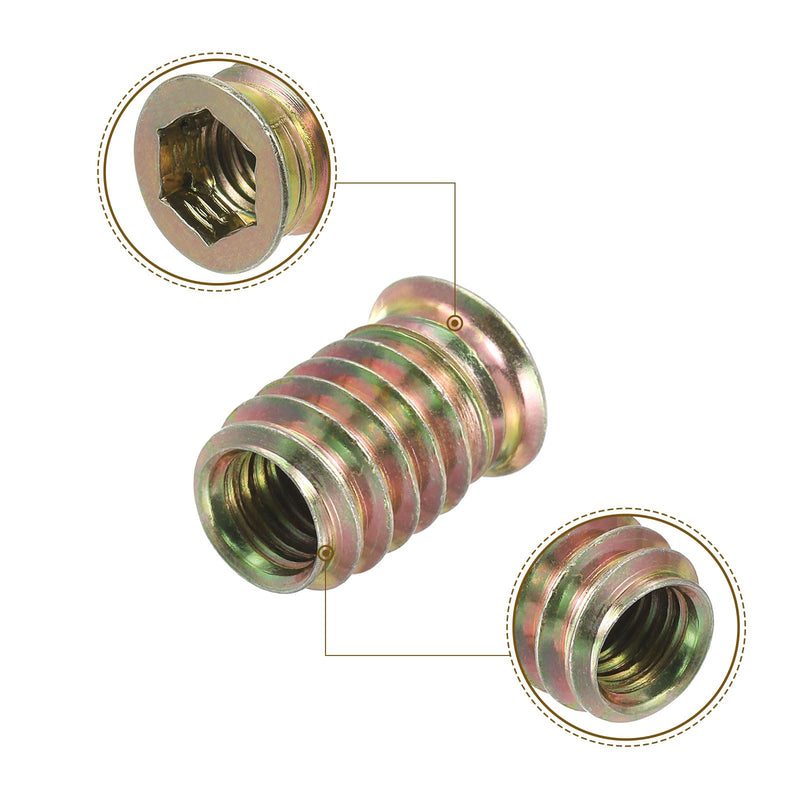 [Australia - AusPower] - uxcell M8x50mm Hanger Bolts, 12pcs 31mm Wood Dowel Screw Self-Tapping Screw with 12pcs M8x20mm Threaded Insert Nuts Interface Hex Socket Drive, for Joint Furniture Legs 12 