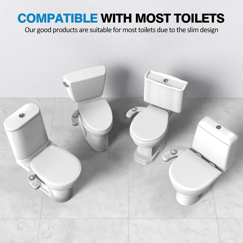 Non-Electric Bidet Attachment for Toilet, Ultra Slim Hot & Cold Water Bidet with Self-Cleaning Nozzle, Adjustable Water Pressure, Warm Water Feminine & Rear Wash (Requires Hot Water Line)