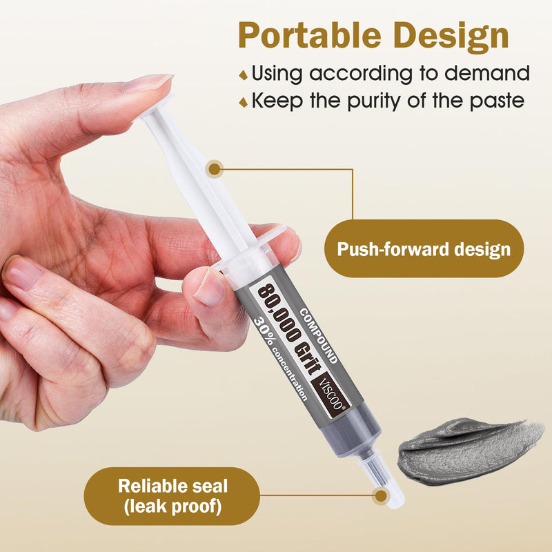 [Australia - AusPower] - 8 Pack Diamond Polishing Compound,Diamond Polishing Paste 80000 to 500 Grit with 30% Concentration of Diamond Powders,Lapping Compound for Glass Metal Marble Rock Watch Jewelry Scratch Remover Repair 