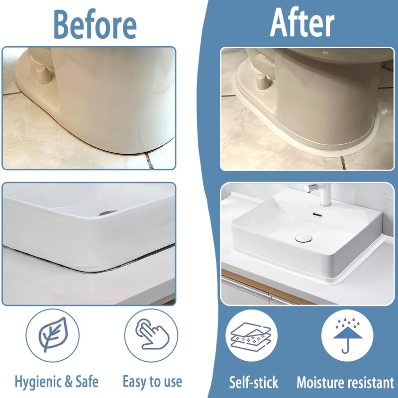 [Australia - AusPower] - Caulk Tape Self Adhesive, 1 Rolls Waterproof Toilet Caulk Strip, Toilet Sealer Around Toilet Base, Traditional Caulking Replacement, Caulking Tape for Bathroom, Bathtub, Floor Wall Edge Protector (1) 