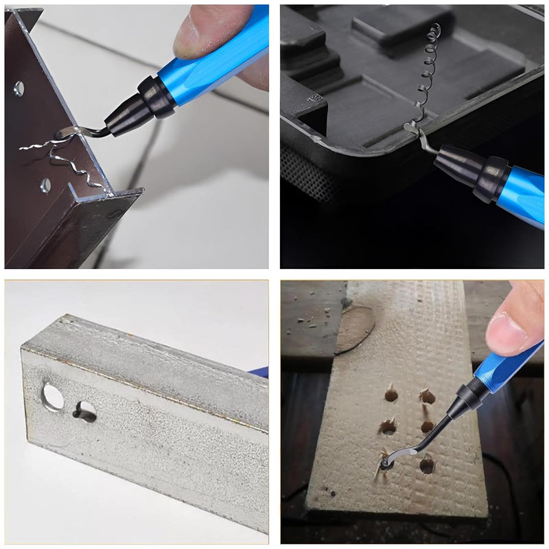 [Australia - AusPower] - Deburring Tool Light Blue, Metal Deburring Tool 3D Print, with 10 Replacement Blades and 5 Diamond Files, Hand Deburrer, for 3D Printer, Plastic, Aluminium 
