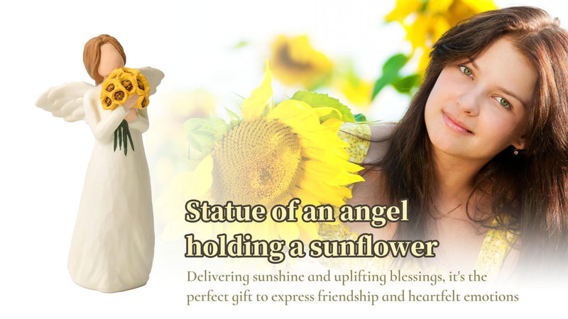 Sunflower Gifts for Women, Guardian Angel Statue Holding Sunflower Figurine Sunflower Angel