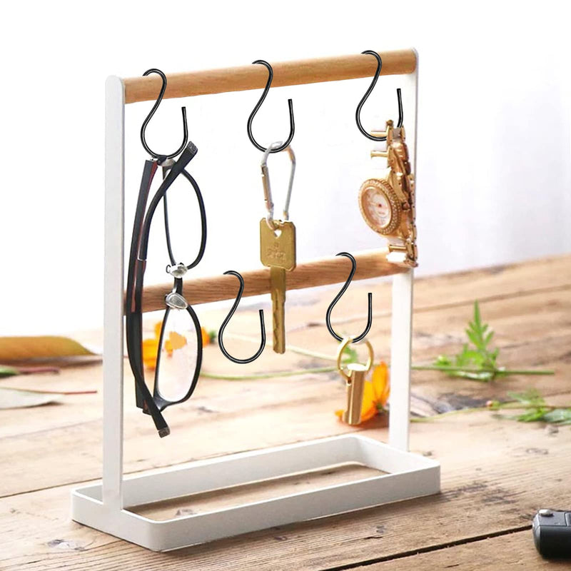 [Australia - AusPower] - Luomorgo 40 Pcs S Shaped Hooks, 27 x 14mm/1" x 1/2" Mini Hanging Hooks Metal Hangers Ornament Hooks for Jewelry, Pot, Crafts, Plants (Black) 27 x 14mm/1" x 1/2" 
