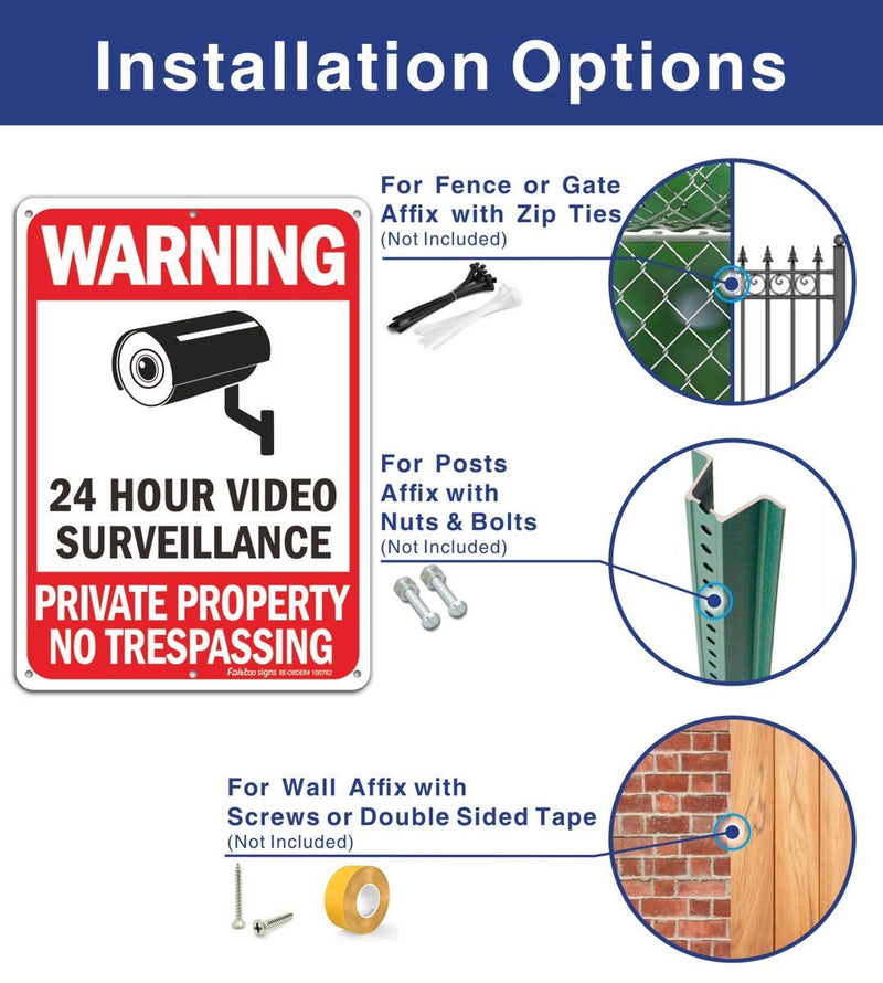 Faittoo 4 Pack No Trespassing, Private Property, Warning Signs - 10 x 7 Inches Reflective Aluminum, UV Protected, Weather Resistant, Durable Ink, Easy to Mount Red - 4 Pack