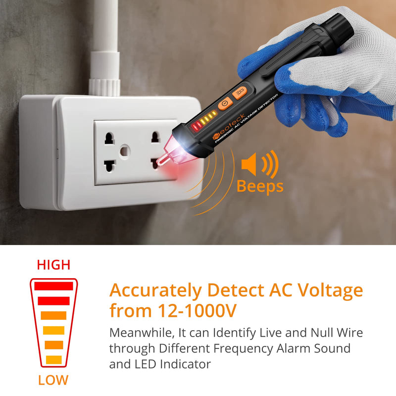[Australia - AusPower] - Neoteck Professional Electrical Safety Kit: Non-Contact Voltage Tester & Digital Multimeter with 12-1000V AC Detection, 6000 Counts Measurement, LED Flashlight, Buzzer Alarm, Continuity Test 