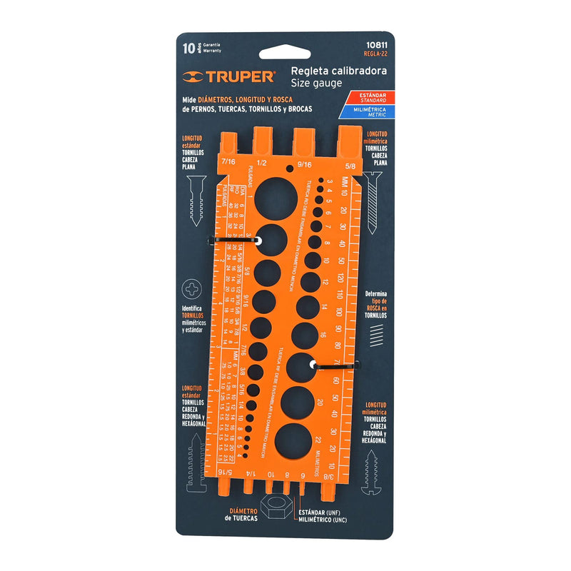 TRUPER REGLA-22 Bolt Size-it Gauge