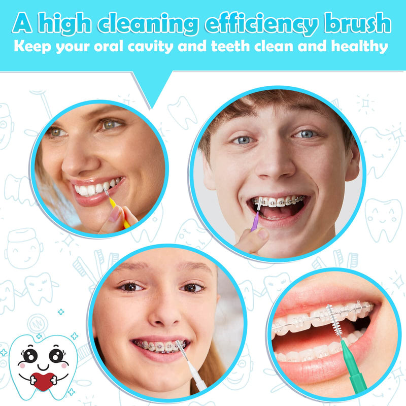 [Australia - AusPower] - Modacraft 120Pcs Interdental Brush 6 Sizes Braces Brush Toothpicks with Soft Bristles 360° Bendable Floss Heads Dental Brushes Between Teeth Gum Braces Cleaning Kit Oral Tooth Cleaning Tool 