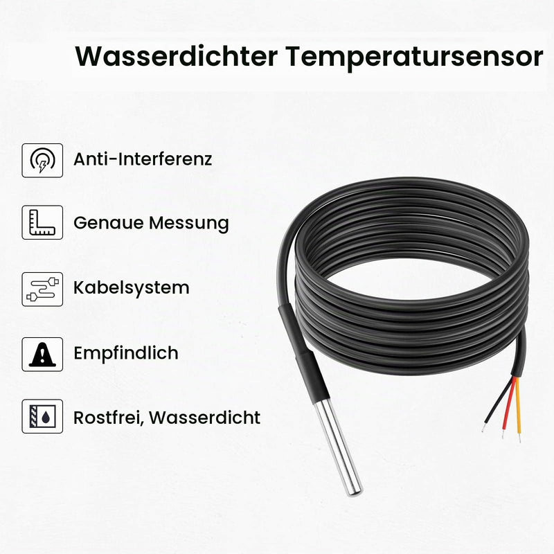 Aideepen 5 x 1 m Digital Stainless Steel Temperature Sensor, Waterproof Temperature Sensor, Compatible with Arduino and Raspberry Pi, Includes E-Book, Compatible with Shelly 5 pieces 1 m