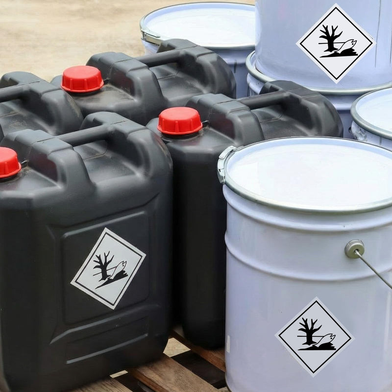 500 Pcs Environmentally Hazardous Substance Label, 100 x 100 mm Self-Adhesive Paper Marine Pollutant Markings for Hazard Marking