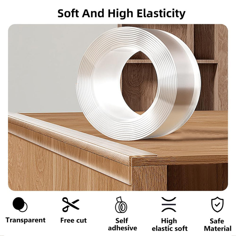 Baby Proofing Edge Protector for Baby 16.4ft Clear Edge Protector Strip Safety Corner Guards Child Proof Corner Bumper for Furniture 2" x 16.4' (thk: 1mm)