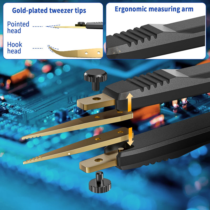 [Australia - AusPower] - LCR Meter Digital Multimeter 10KHz LCR Meter Tweezer with 0.5% Accuracy Mini Smart SMD Tester for ESR Resistor Capacitor Inductance Voltage Frequency Diode 