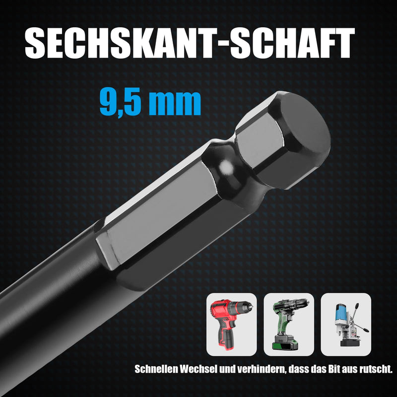 [Australia - AusPower] - 12 x 600 mm Wood Auger Drill Bit for Softwood, Hardwood with Centre Point and E 9.5 Shank 12x600mm 