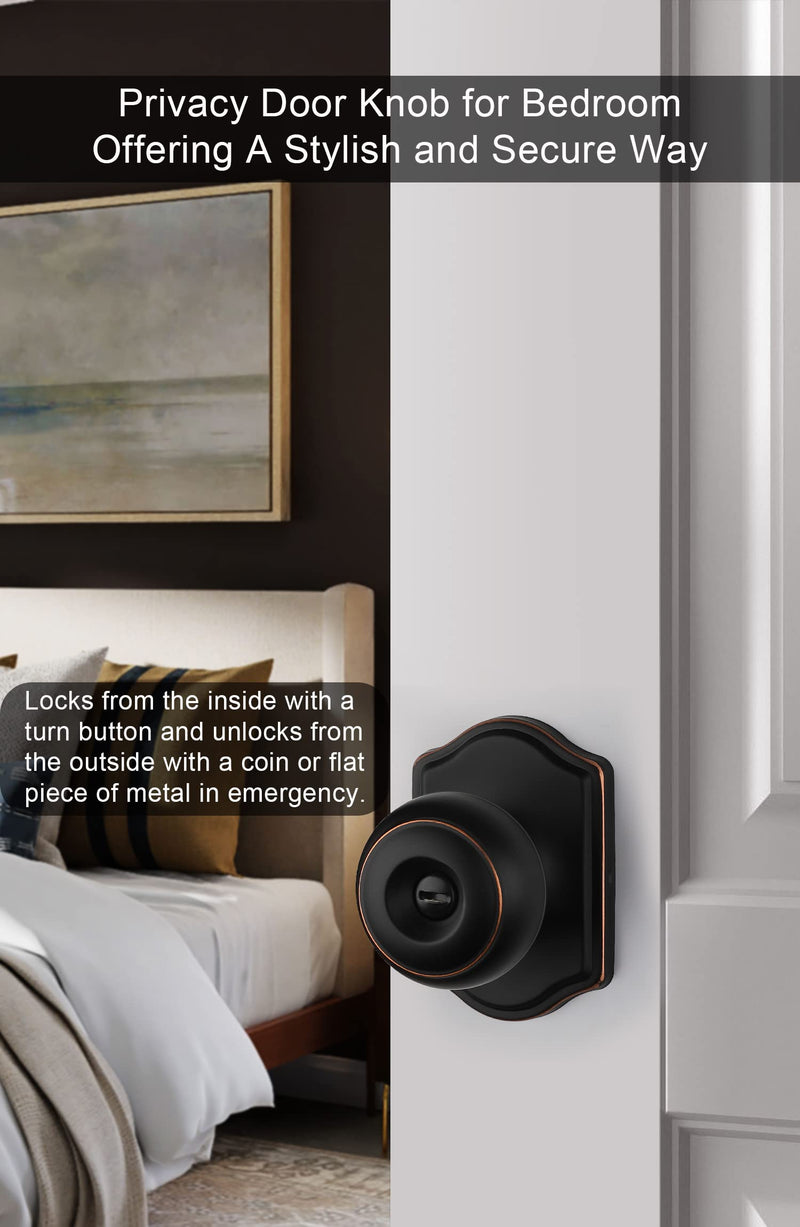 Goldenwarm Oil Rubbed Bronze Door Knobs Interior, Bedroom Door Knob & Bathroom Classic, Bronze Interior Door Knobs 1 Pack Privacy