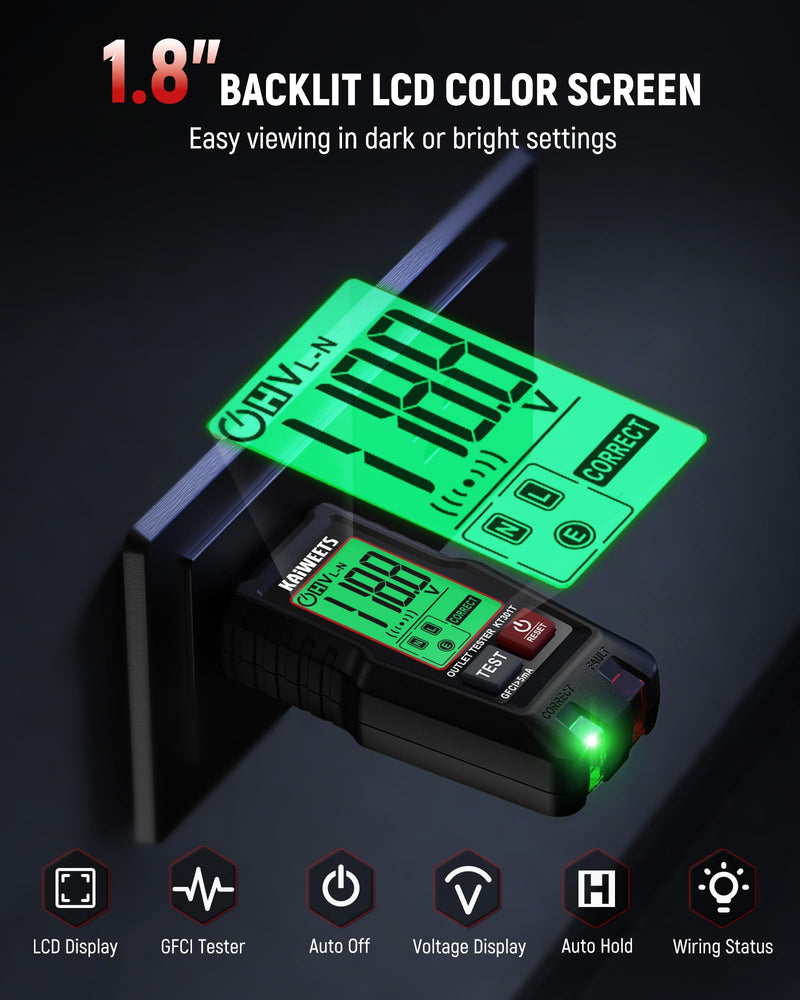 [Australia - AusPower] - KAIWEETS Voltage Tester/Non-Contact Voltage Tester HT100s-B and GFCI Outlet Tester with LCD Display KT301T 
