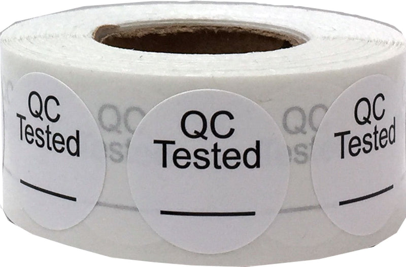 White Circle with Black QC Tested Dot Stickers, 3/4 Inch Round, 500 Labels on a Roll 3/4" Circle