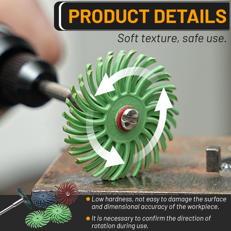 [Australia - AusPower] - 76Pcs 1 Inch Radial Bristle Disc Kit with 1/8" Shank for Rotary Tools,Detail Abrasive Brush for Jewelry Wood Metal Polishing, Bristle Wheel with Grit 80-2500 
