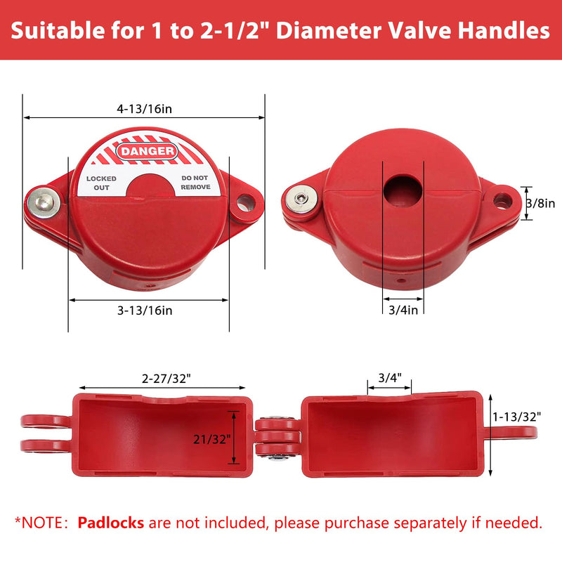 [Australia - AusPower] - Wisamic 2-Pack Gate Valve Lockout - Outdoor Faucet Lock for 1" to 2-1/2" Valve Handles, Secure Hose Bib Lock for Water Spigot, Propane Tank, Natural Gas, Petroleum and Chemical Industry - Red 2 Packs 