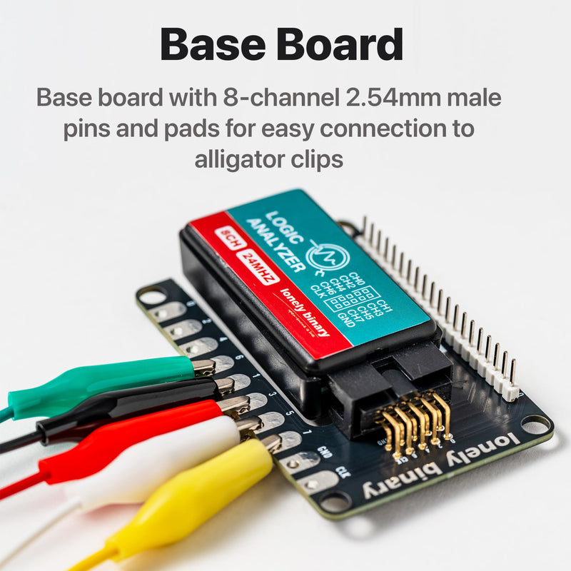 [Australia - AusPower] - Logic Analyzer 8 Channels 24MHz USB Kit with Base Module, Breadboard Breakout Board, USB-A & Type-C Cables, Test Clips, Alligator Clips Compatible with Arduino ESP32 STEM DIY Projects 