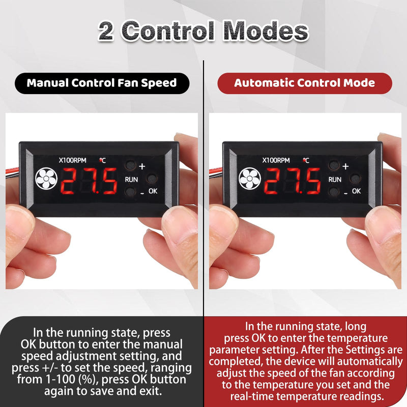 [Australia - AusPower] - Fan Temperature Controller, ICSTATION DC 12V PWM 4-Wire Fan Speed Controller Module with Temperature Probe Digital Display ℃ Temperature Controlled Governor for 3A Fan PC 