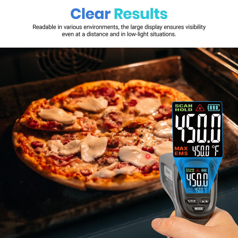 [Australia - AusPower] - Etekcity Infrared Thermometer Laser Temperature Gun -58°F 1130°F, Digital Laser IR Temp Heat Gun for Pool, Fridge, Engine, HVAC, Kitchen Cooking Accessories for Pizza Oven, Griddle, Meat Black 