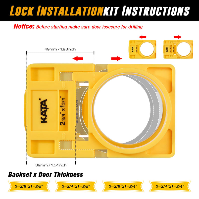 [Australia - AusPower] - KATA 1-3/8" - 1-3/4" Door Lock Installation Set with Guide Template, Door Lock Hole Saw Kit Ideal for Wooden Doors Box 