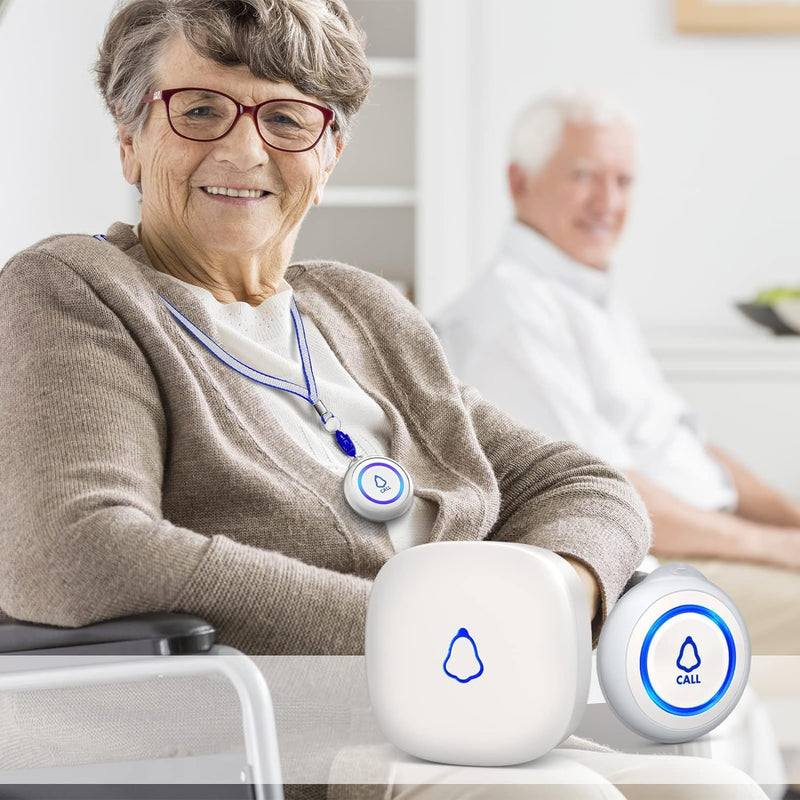 [Australia - AusPower] - Wireless Caregiver Pager, Medical Alert Systems with 3 Call Buttons and 2 Receivers for Seniors/Elderly at Home, Emergency Panic SOS Call Bell, Nurse Calling & Patient Assistance Alert 