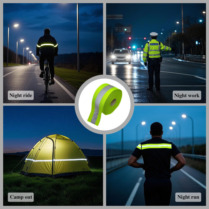 High Visibility Reflective Tape for Clothing, 2'' x 59ft Waterproof Sew on Safety Fabric Webbing, Outdoor Warning Straps Strips, Reflector Band Patch on Cycling Sash Bag Pet Wears, Green