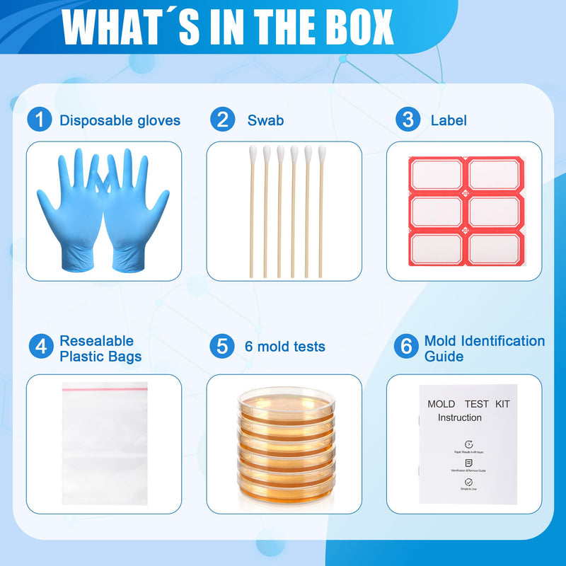 [Australia - AusPower] - Mold Test Kit for Home,6 Simple Detection Tests,DIY Indoor Air Quality, Surface & HVAC Analysis,Includes Detailed Identification & Health Risk Guide 