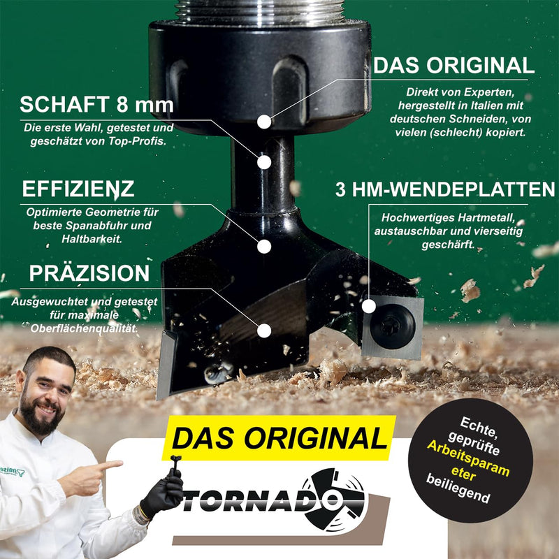 [Australia - AusPower] - Tornado Fraiser Face Cutter 8 mm Shank for Wood Diameter 35 mm with 3 Interchangeable Carbide Blades Coated 10.5 x 10.5 mm Cutter for Router (D = 35 I = 10.5 S = 8) D=35 I=10.5 S=8 tornado 