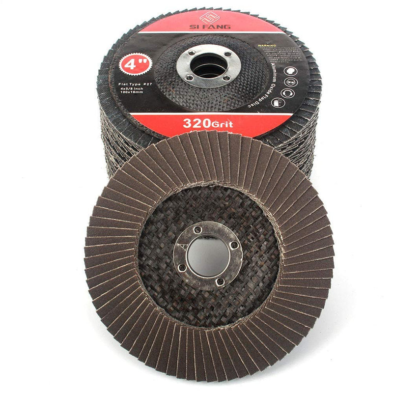 [Australia - AusPower] - 320 Grit Flap Discs 4" x 5/8 Inch Aluminum Oxide 10 Pack Angle Grinder Attachment Sanding Disc Blending Grinding Finishing 320 Grit 
