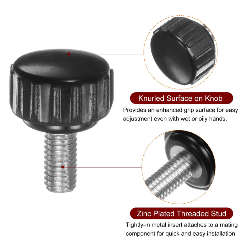 [Australia - AusPower] - 14pcs Knurled Knobs M5 x 10mm Male Thread 16mm Head Grip Plastic Metric Clamping Knobs Handles Thumb Screws with Threaded Stud, Black M5 x 10mm x 16mm 