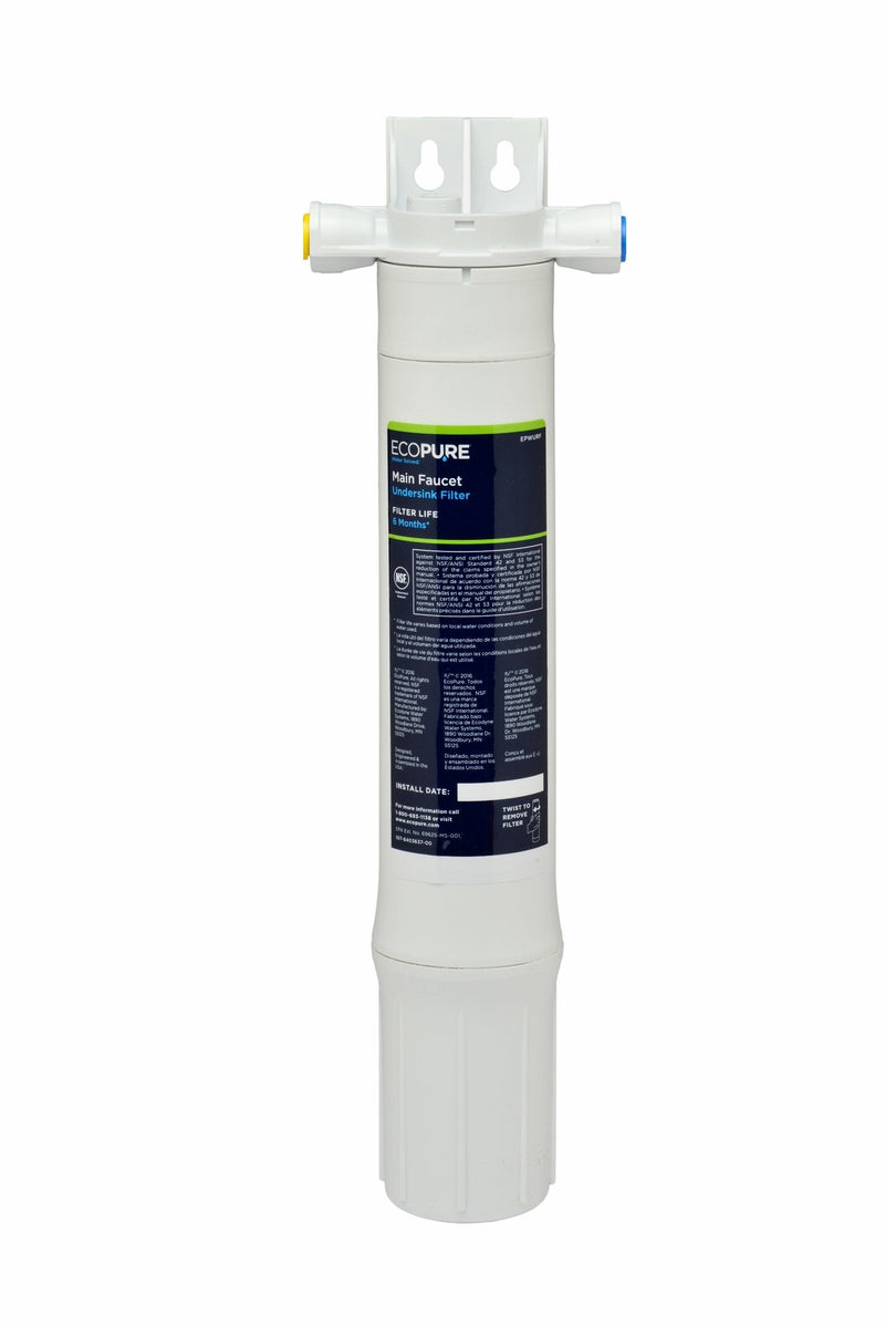 EcoPure EPWURF Main Faucet Replacement Filter – Fits EPWUFF System – NSF-Certified – Reduces Chlorine, Odor & Sediment – 6-Month Life – Quick, Mess-Free Changes 1 Count (Pack of 1) Standard Replacement Filter
