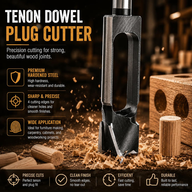 Wood Tenon Dowel Plug Cutter 1-7/8 Inch Tenon Cutter Plug Maker Woodworking Drill Bit 1-7/8"