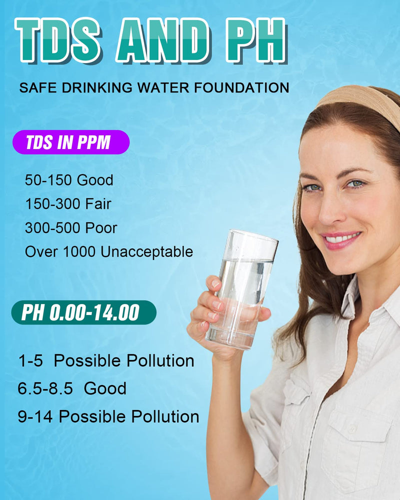 [Australia - AusPower] - 6 in 1 TDS Meter & PH Tester, 0.01 High Accuracy Pool Salt Tester PH Meter for Water, Water PH/TDS/EC/Salt/Temperature Tester(°F/℃), PPM Meter for Drinking Water, Hydroponics, Aquarium and Pool 