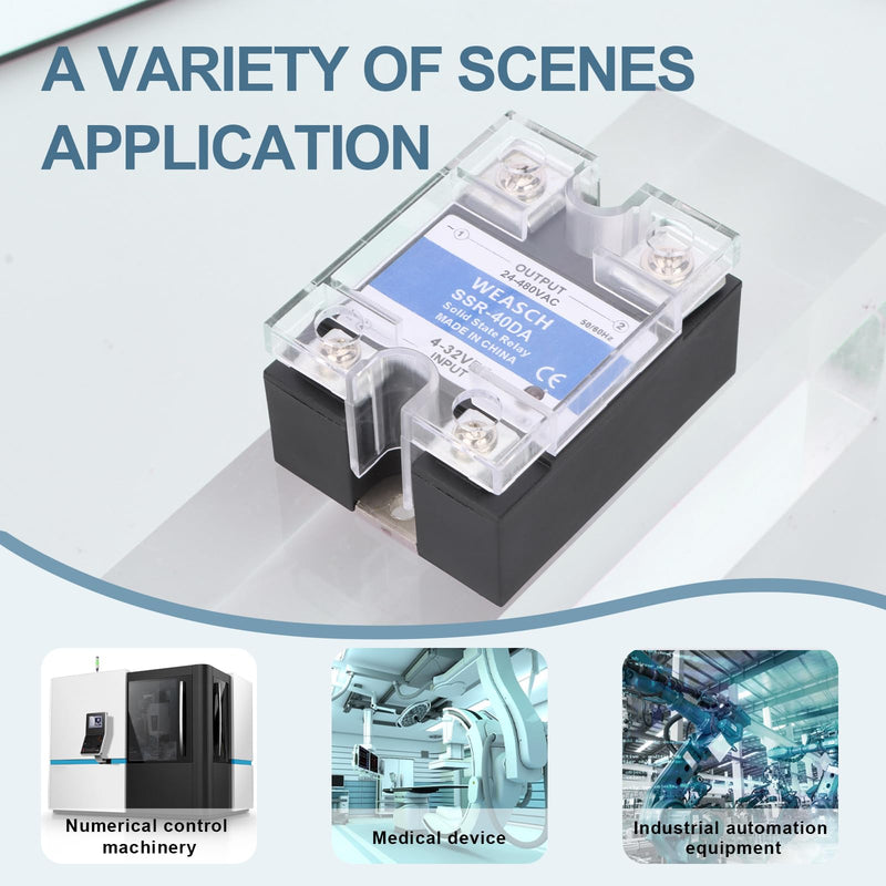 4Pcs Single Phase Solid State Relay, SSR-40DD, DC to DC, Input 4-32VDC to Output 24-220VDC, 40A 50-60Hz (4)
